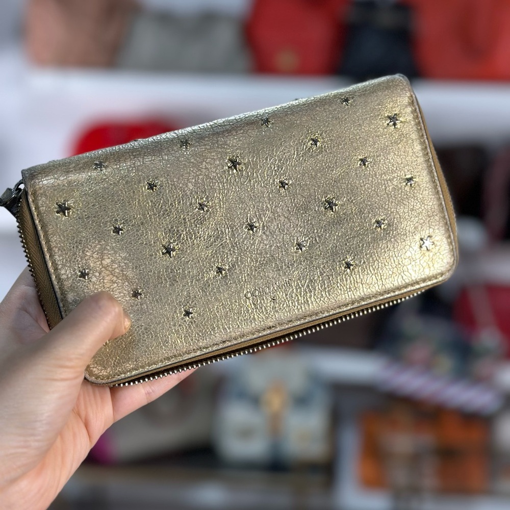 Jimmy Choo Gold Stars Zippy Wallet